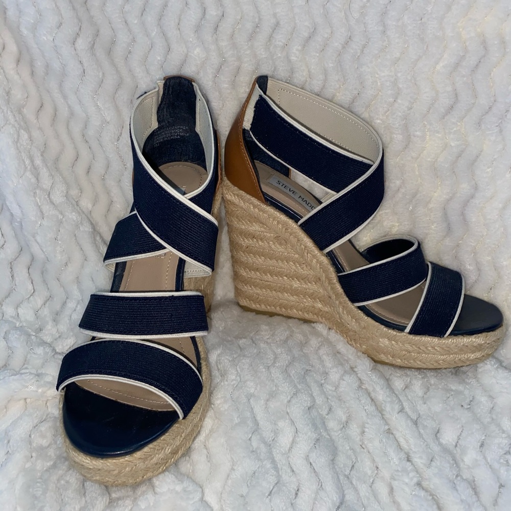 Steve Madden Navy Wedges: Size 7.5